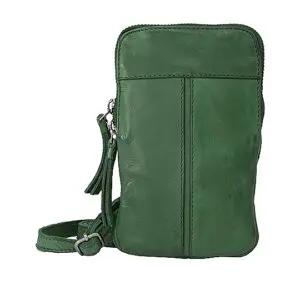 MANAGE Vintage leður símataska Dökk Græn