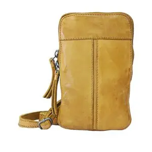 MANAGE Vintage leður símataska Gul