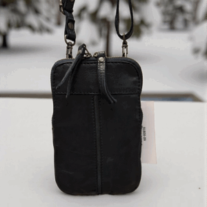 MANAGE Vintage leður símataska Dökk Blá