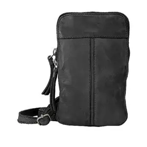 MANAGE Vintage leður símataska Svört