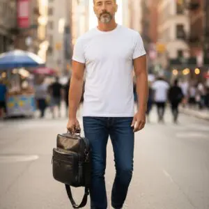 Oswald Lederwaren Leðurtaska Svört XL