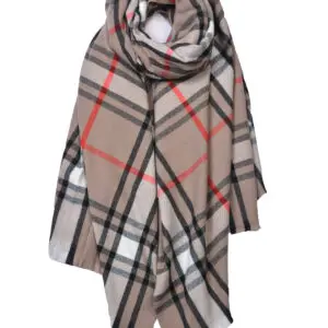 Vetrartrefill með rúðóttu mynstri 80% bómull + 20% kashmír   Brúnn