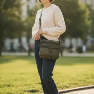 Hide & Stitches Paint Rock axlartaska Olivu Græn