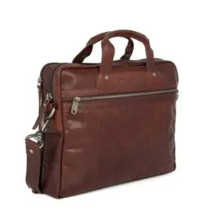 Spikes & Sparrow leður fartölvutaska  Montana Dökk Brún 15"