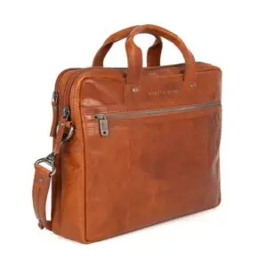 Spikes & Sparrow leður fartölvutaska  Montana Coníak 15"