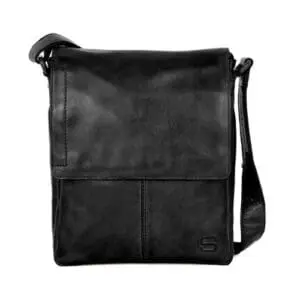 Spikes & Sparrow leðuraskrosspoki með flipa  Stan  Svart Falin Símavasi