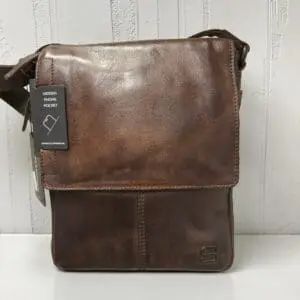 Spikes & Sparrow leðuraskrosspoki með flipa  Stan Brún Falin Símavasi