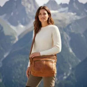 Pavini Leðurtaska Coníak Crossbody 9208-04