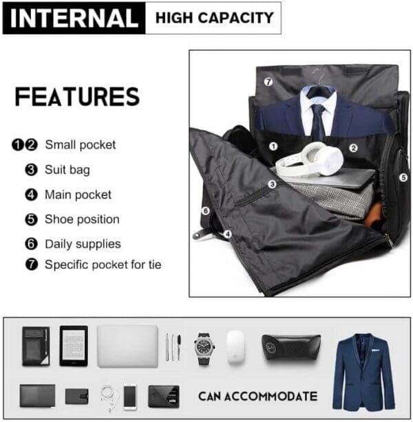 TRAVEL SUIT DUFFEL BAG Svört fyrir karla og konur - Image 10