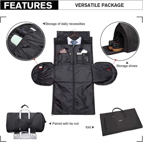 TRAVEL SUIT DUFFEL BAG Svört fyrir karla og konur - Image 5