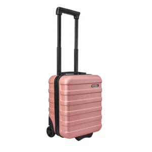 ANODE 24L 40x 30x 20 Viltu forðast auka handfarangursgjöld hjá Play eða Wizz Air? Anode 24L á tveimur hjólum er fullkomin stærð sem passar auðveldlega undir sætið og sparar þér að borga aukagjöld. Stærð 40x30x20cm og létt 1,9 kg, Anode er úr ABS efni og er með sterkum 8 mm rennilás.Létt tveggja þrepa handfangið nær upp í 95 cm.