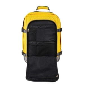 BakpokiMETZ 30L RPET ♻️ 45X20X36 Vintage Yellow GERT ÚR ENDURUNNUM PLASTFLÖSKUM,VERNDUM JÖRÐINA OG UMHVERFIÐ. Hentar öllum helstu flugfélögum og fullkomlega stærð fyrir minni handfarangur flugfélaga eins og EasyJet,  og United Airlines, 30 lítra rúmtak og stór opnun í eins of ferðatösku til að auðvelda pökkun. Auðvelt að bera með vel bólstruðum bakpokaólum og airmesh bakpúði. Skipulagsvasi að framan og vasi með skjótum aðgangi að framan. Hliðarþjöppunarólar. 