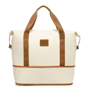 KONO Stækkanleg vatnsheld BEIGE og Brún Stækanleg , vatnsheld og með auka snyrtibuddu Stærð H 30 cm B 40 cm Þ 22 cm