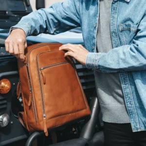Chesterfield Detroit Coníak Leðurbakpoki Fyrir 16″ Fartölvu