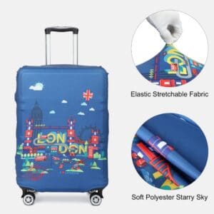 Bættu ferðaupplifun þína með farangurshlífinni okkar, hannað fyrir bæði virkni og endingu.Efni: Spandex og Polyester. Þessi blanda nýtir sér mikla mýkt spandex og endingu pólýesters, sem tryggir fjaðrandi og teygjanlega hlíf sem passar vel utan um farangur þinn. Hentar fyrir farangursstærðir á milli 26-28 tommur eða með 79-95 lítra rúmtak