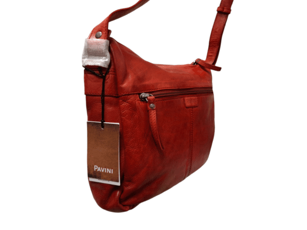 Pavini Leðurtaska Rauð Crossbody