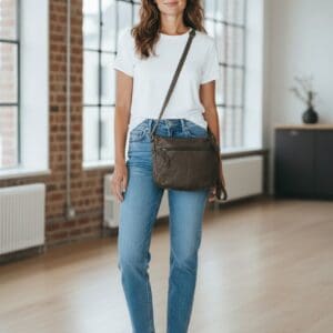 Pavini Leðurtaska Svört Crossbody