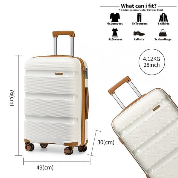 Ferðataska KONO BRIGHT HARD SHELL PP 76cm Cream - Image 8