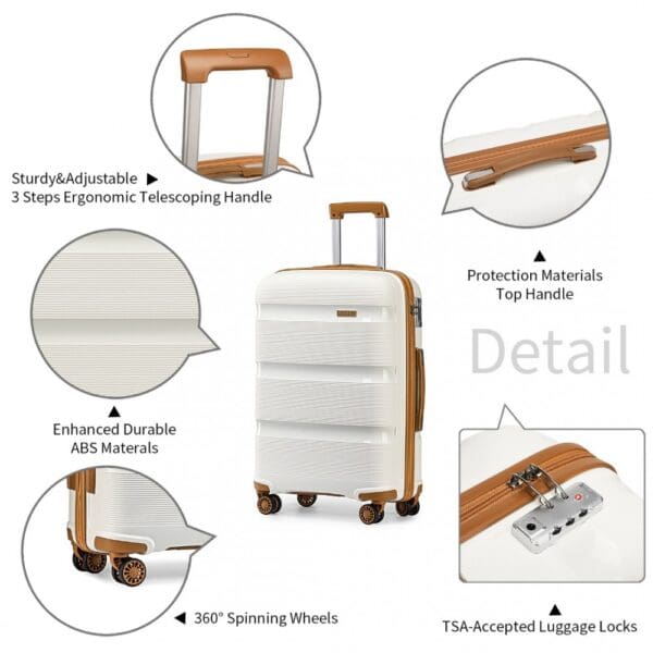 Ferðataska KONO BRIGHT HARD SHELL PP 65cm Cream - Image 11