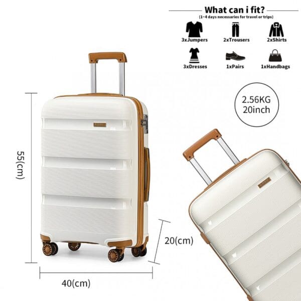 Ferðataska KONO BRIGHT HARD SHELL PP 76cm Cream - Image 12