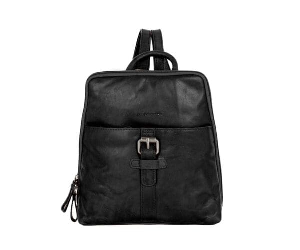 Spikes & Sparrow Leather Backpack  Texas  Svartur +Regncover - Image 6