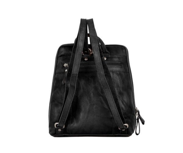 Spikes & Sparrow Leather Backpack  Texas  Svartur +Regncover - Image 4