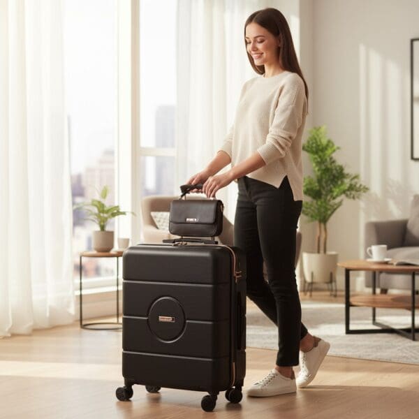 Seville 40L Cabin Suitcase  Black and Rose Gold - Image 4
