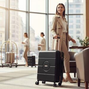 Seville 40L Cabin Suitcase  Black and Rose Gold