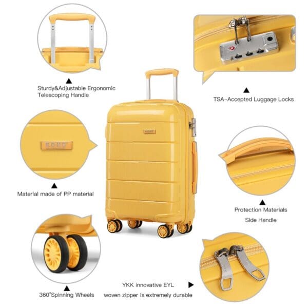 KONO Ferðatöskur Gul 24″ - Image 7