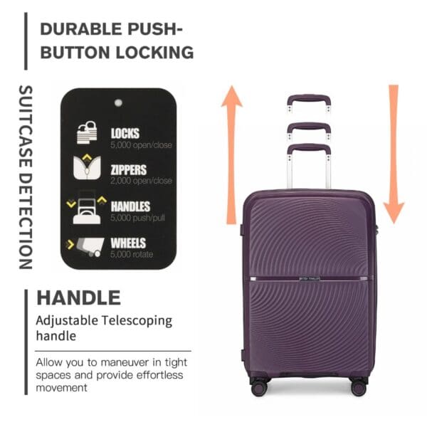 British Traveller Hörð PP og TSA-lás 24" Fjólublá - Image 8