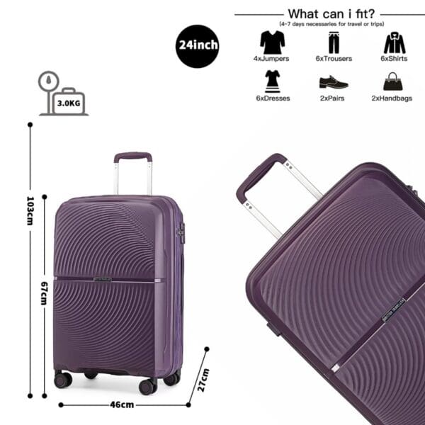British Traveller Hörð PP og TSA-lás 24" Fjólublá - Image 9