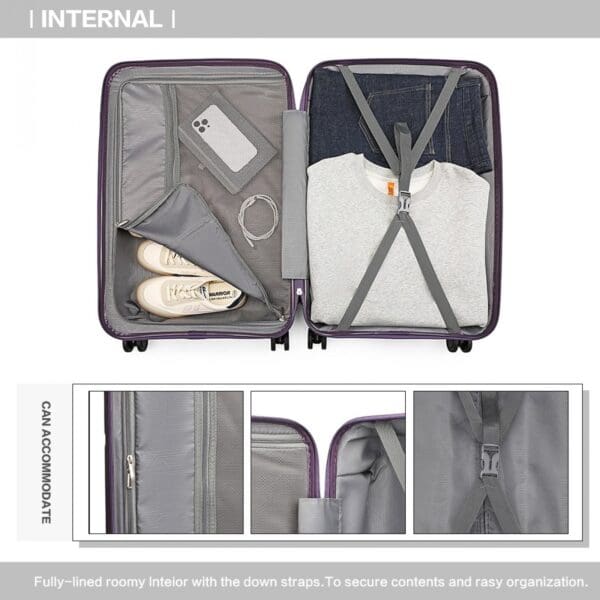 British Traveller Hörð PP og TSA-lás 24" Fjólublá - Image 3