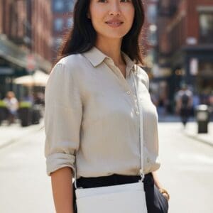 Pavini Leðurtaska Hvít Crossbody