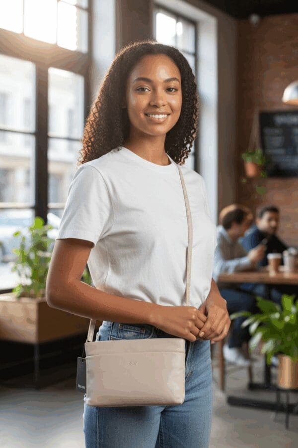 Pavini Leðurtaska Beige Crossbody - Image 4