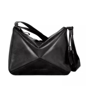 Spikes & Sparrow leður axlarpoka Lilla Svört