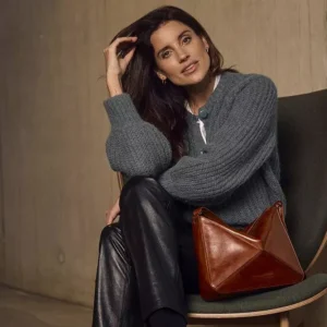 Spikes & Sparrow leður axlarpoka Lilla Brandy Cognac