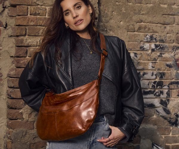 Spikes & Sparrow Leður Axlarpoki Sian Brandy Cognac | Módjó™