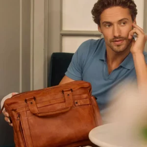 Spikes & Sparrow leður fartölvutaska  Brutus  Brandy Cognac 15.6"