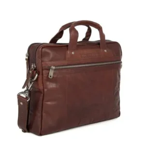 Spikes & Sparrow leður fartölvutaska  Montana Dökk Brún 15"